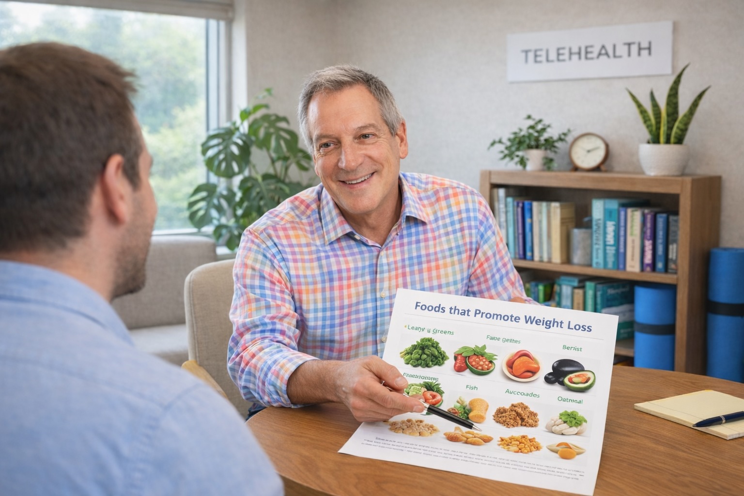 Mark consulting with a weight loss client.